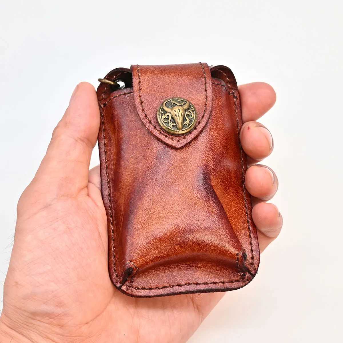Leather Car Key Case Belt Wear Smart Belt Pouch Portable Key Case Retro Wrinkled Top Layer Cowhide Leather Key Fob Holder Z251023