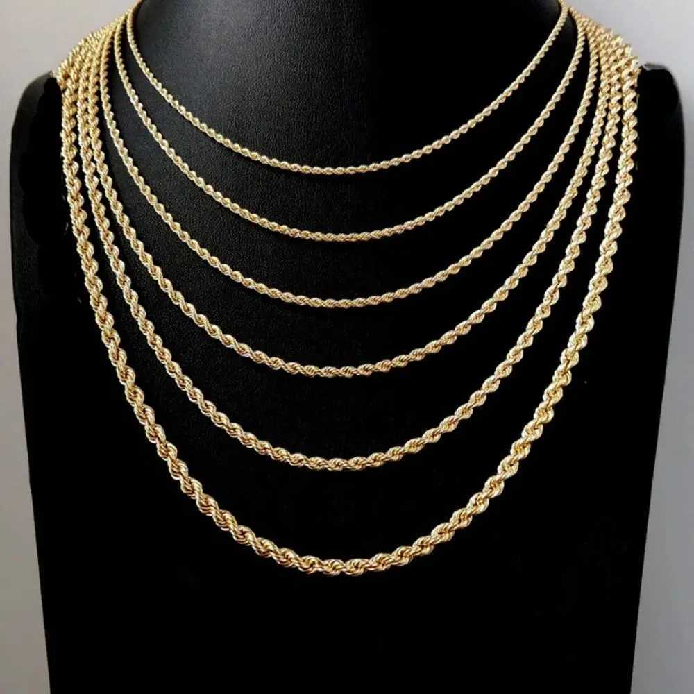 Fashion Hip Hop Rope Chain Necklace Classic Stainl Steel Twisted Link Chain Necklace For Men Women Jewelry GiftXJ251024