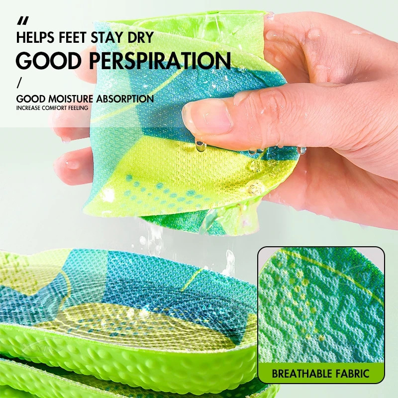 Sports Air Cushion High Elastic Running Insoles PU Shockabsorbing Soft Breathable Size 35251020
