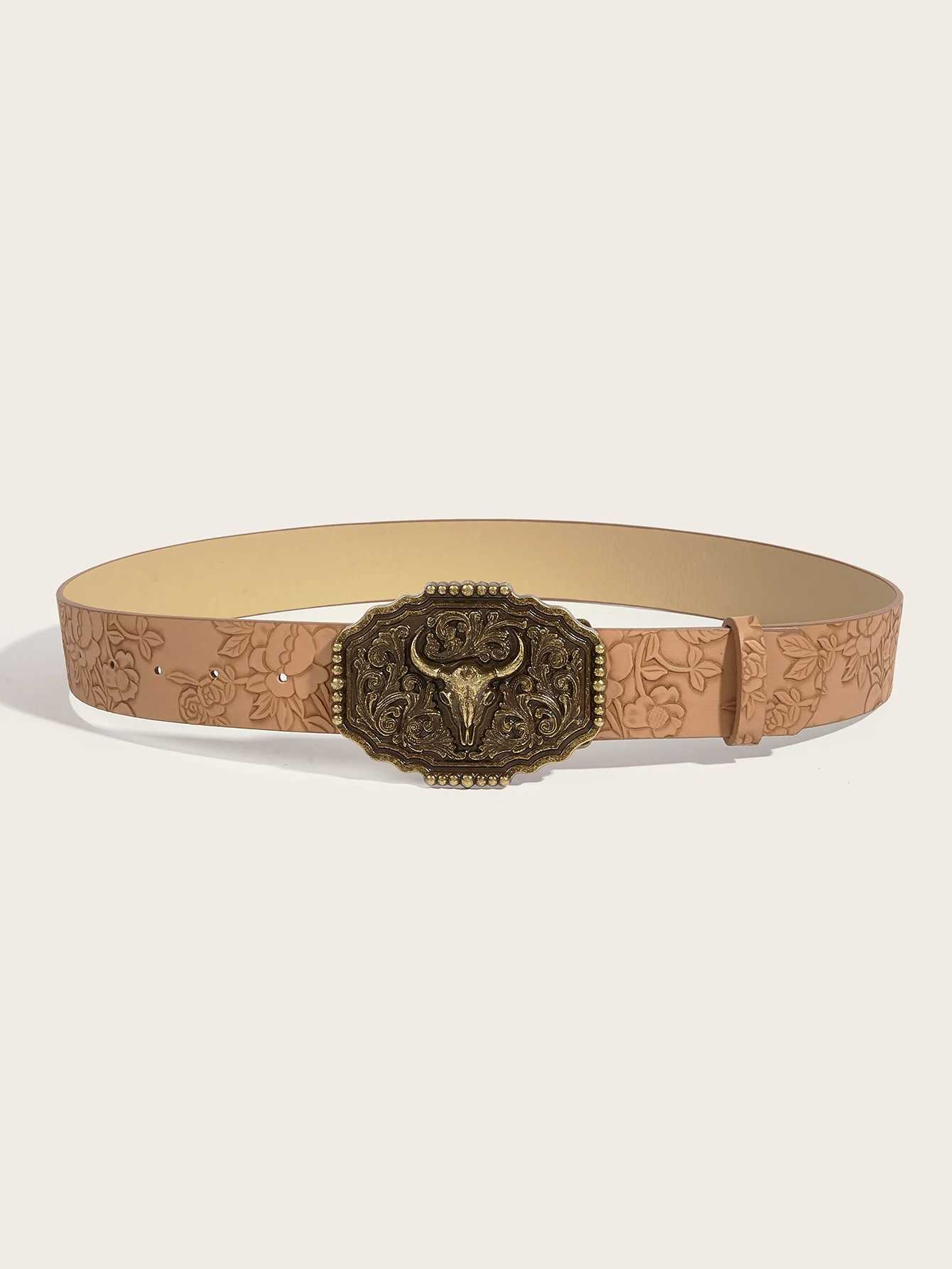 Neutral wind Niutou buckle printing belt W251024