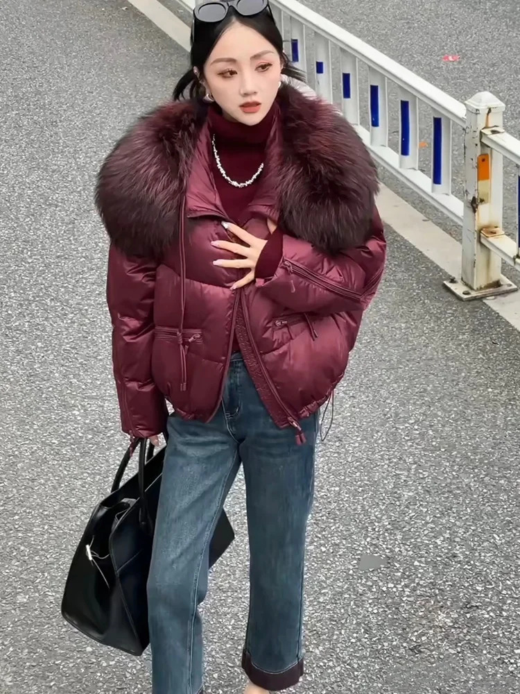 2025 Fashion Winter Women Goose Down Jacket Natural Raccoon Fur Collar Coats Parka Puffer Jackets Outwear Coats 251024