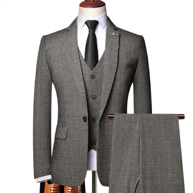 Traje De Hombre Elegante BlazerVestPants Mens Fashion Business Casual Slim Fit Wedding Business Suit Elegant Man Suit 6XL 251020