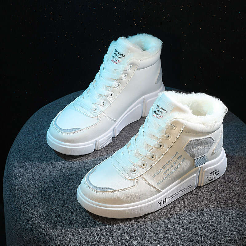 hot Classic New Cotton Shoes for Women Versatile Korean Style Color Block Student Thick Sole Fleece Lined Winter Short Boots sport Casual boots