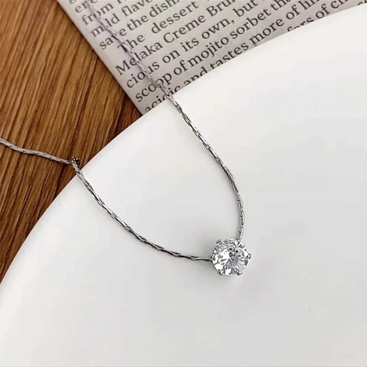 Zircon Pendant Necklaces Stainl Steel Gold Color Necklace Women Minimalism Luxury Style Jewelry Accories Chain BanquetXJ251024