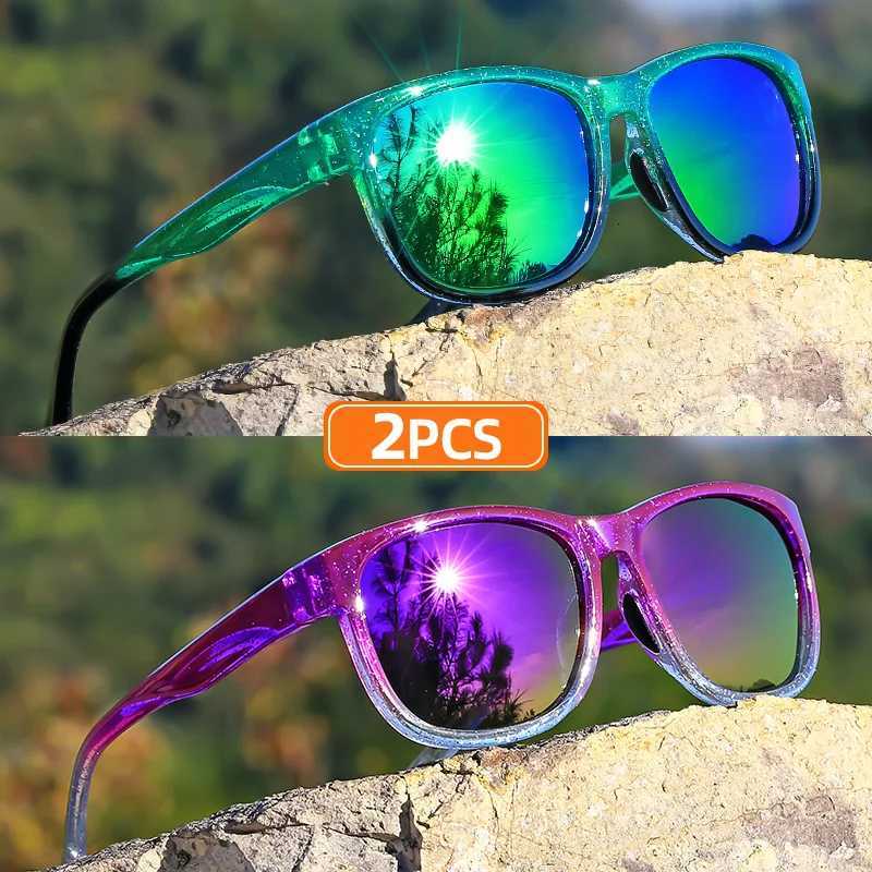 2 Pairs of Classic Square Polarized Fashion Glasses Unisex Lightweight Colorful Pearlescent Frame Outdoor Sports Style GlassesT251024