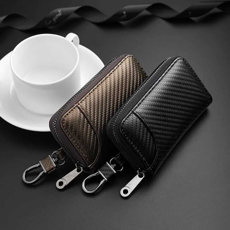 Carbon Fiber Fabric Keychain Unisex Key Bag Multifunction Organizer Wallet Holder Smart Housekeeper Car Small Case Keys Pouch Z251023