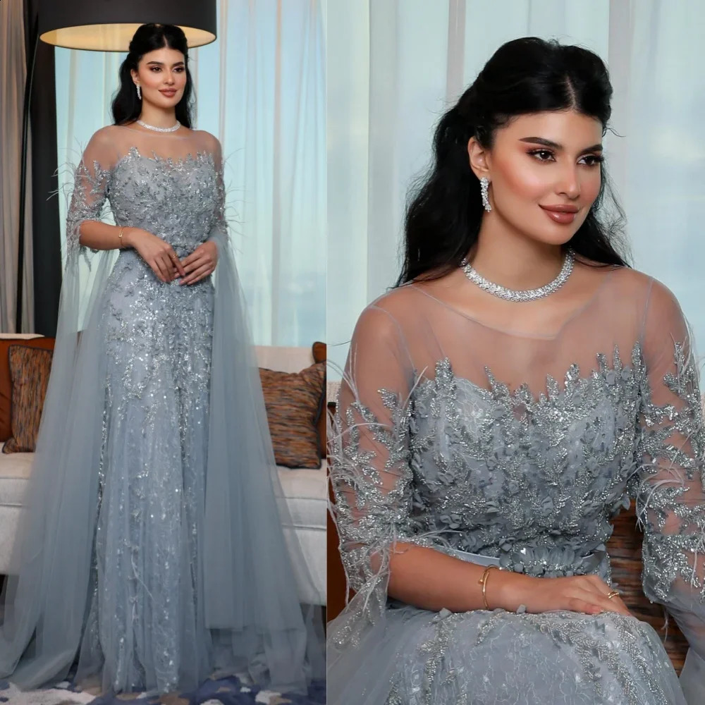 Customized Jiayigong Net Feather Beading Homecoming Aline Scoop Neck Bespoke Occasion Gown Long Dresses Saudi Arabia 251020
