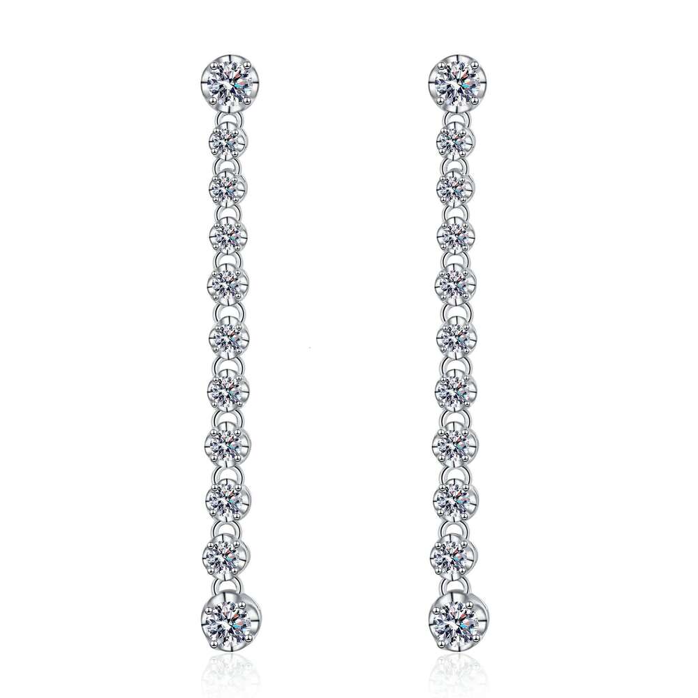 DHCollections-- Xindeyi S Pure Sier New Full Moissanite Stud Tassel Long Row Earrings Fashion High-end Design