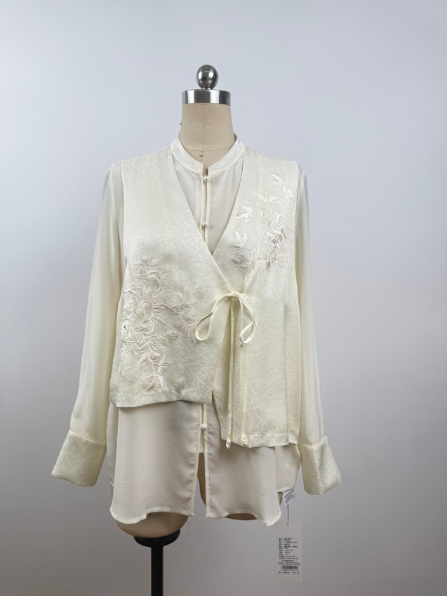 Simple, Sophisticated, Elegant, Light Luxury Silk-Blend Two-Piece Long-Sleeve Shirt JYS85001