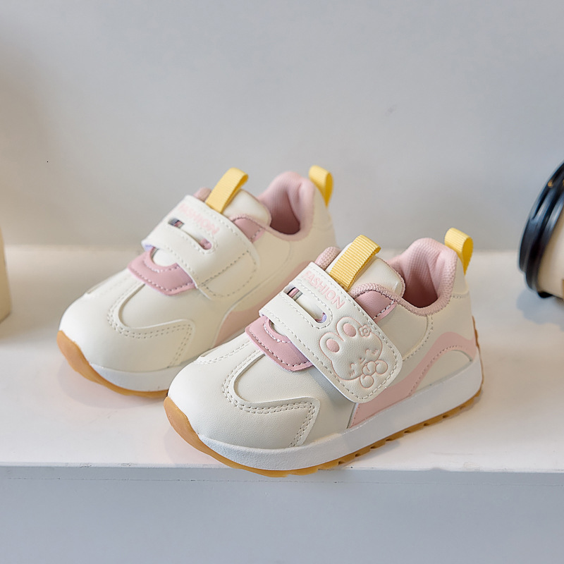Leather luminous shoes, hook and loop functional shoes, fashionable and trendy shoes, anti slip sports shoes, casual children's shoes