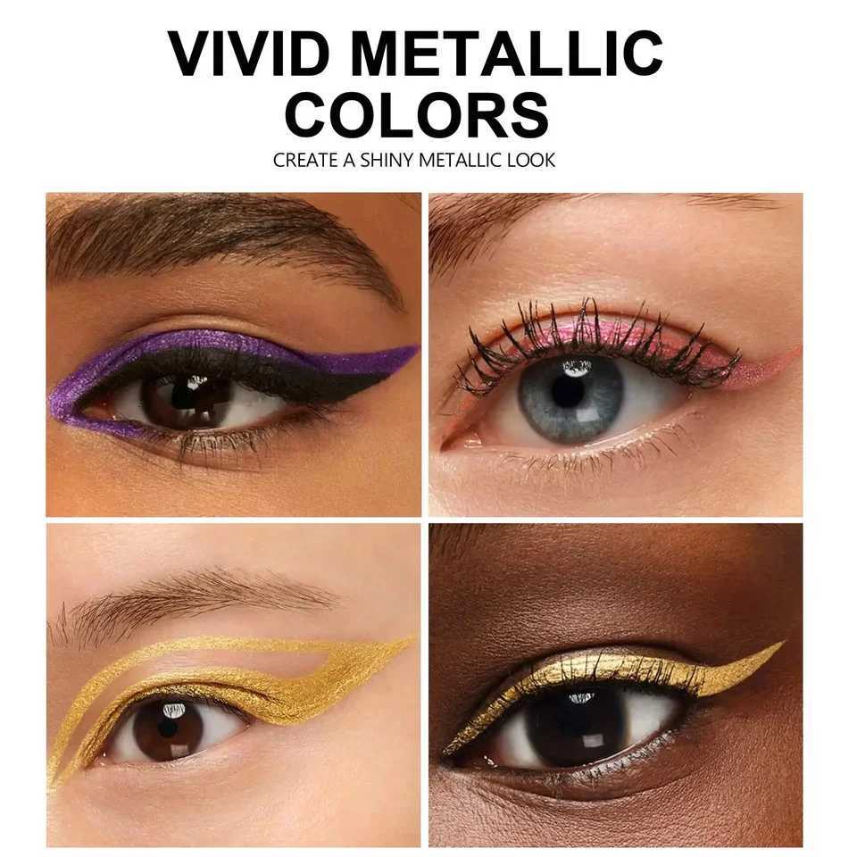 Metallic Shimmer Eye Liner Pen Water Resistant Smudge Free Lasting Wear Vibrant Color Cosmetic Beauty EssentialL251024