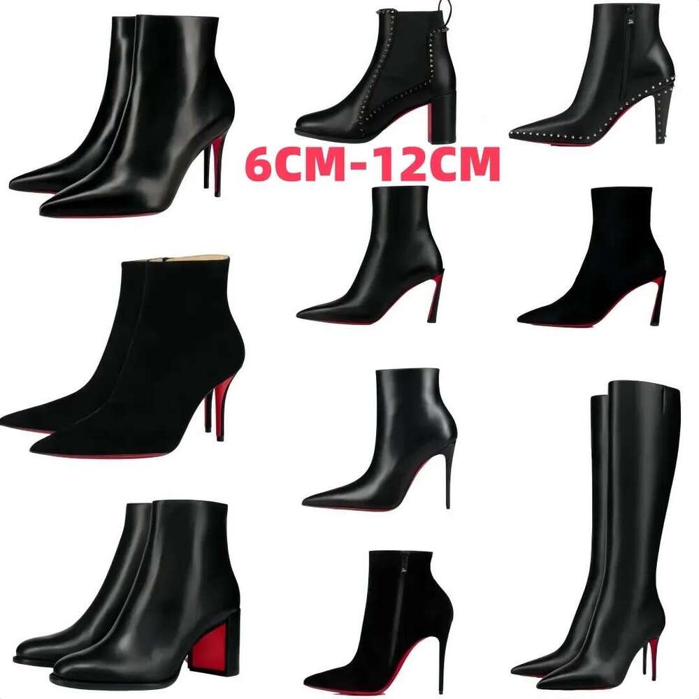 boots designer womens brand heels women dress shoes Red Shiny BottomBoots Toe High Heels 8cm 10cm 12cm Stiletto Genuine Leather Woman Boots Pumps With Dust Bag