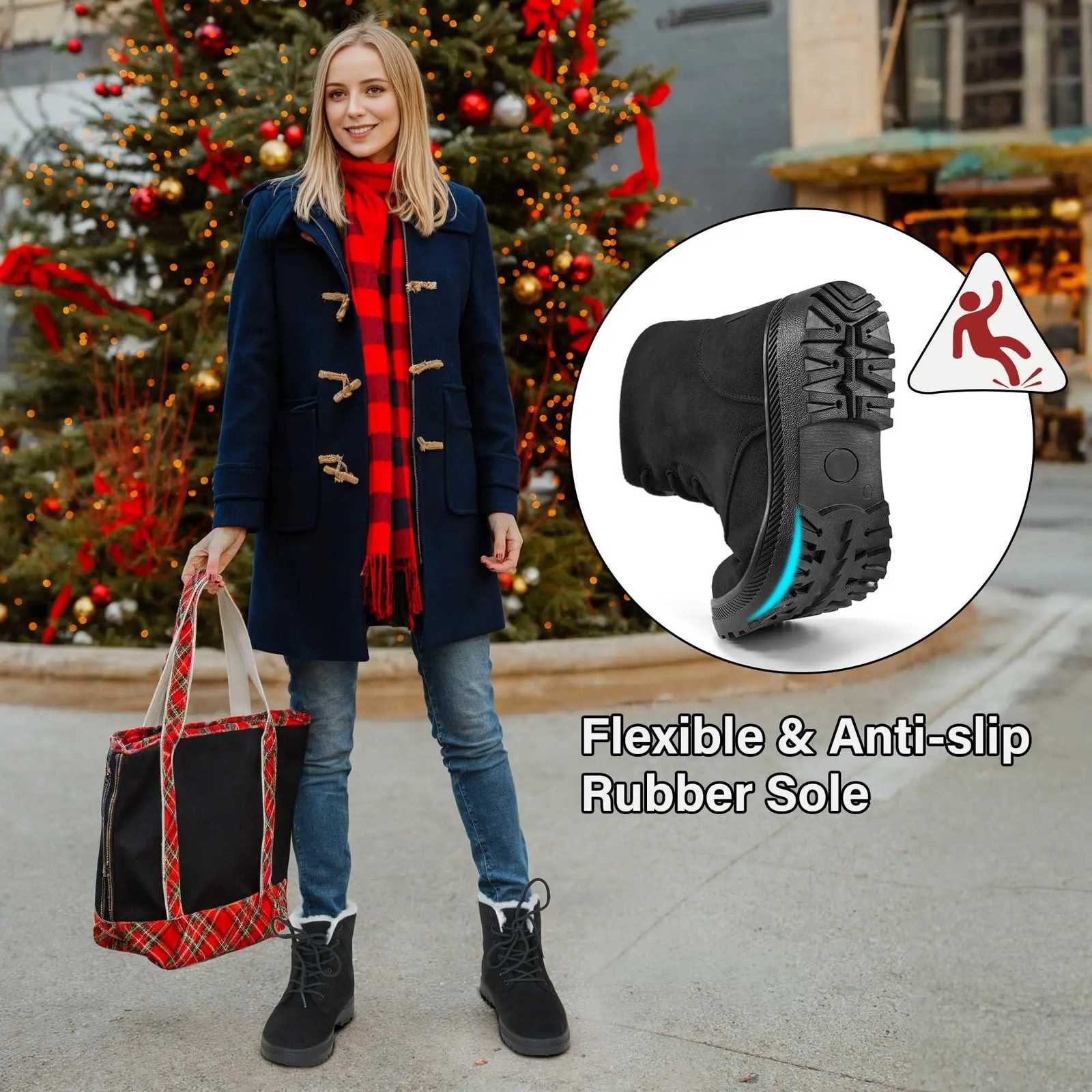 Crestar Winter Snow Boots for Women Warm Fur Lined Ankle Booties Lace Up Slip on Outdoor Walking Womens Boots Lady Fashion shoes W251024