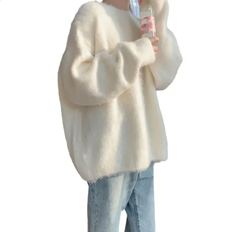 Womens Oversized Thickened Cashmere Sweater round Neck Lazy Style Knitted Base Shirt Autumn Winter Arrival Casual Chic 251023