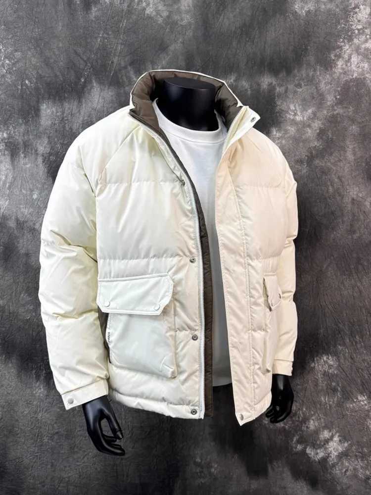 Mens Winter Thick Warm Down Jacket Stand Collar Casual Overcoat Big Pockets Outwear Coat Loose Fit Male Fashion Designer Jackets Z251024