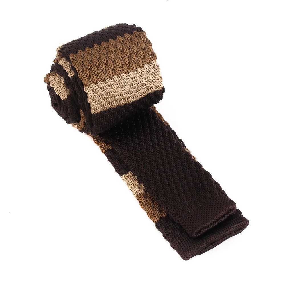 Striped Knit Ties For Men Wen Skinny Neckties For Wedding Knitted Grosmen Neck Tie Brown Color Stripe Ties Gifts Y251024
