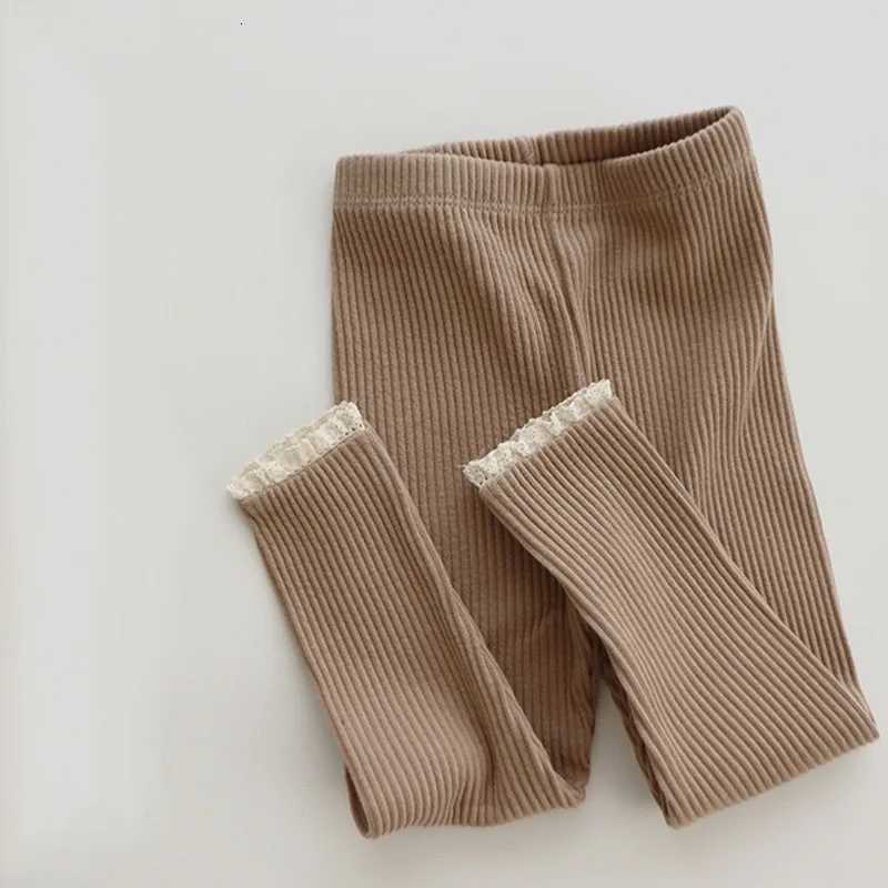 Spring New Children Cotton Ribbed Leggings Baby Girl Solid Lace Tight Pants Toddler Stretch Pants Kids Casual Versatile TrousersT251024