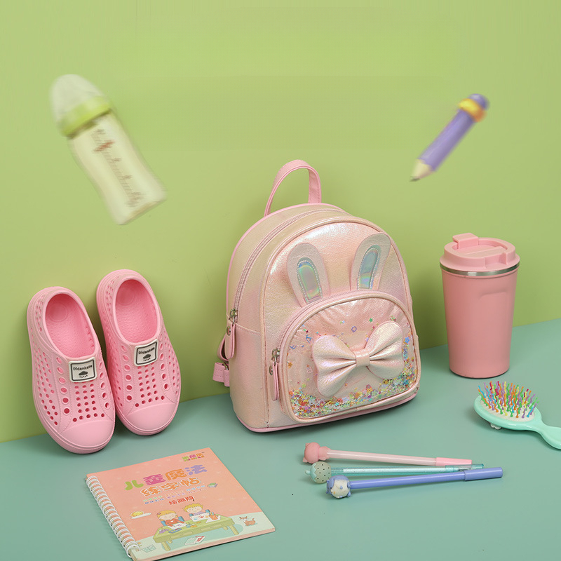 New hot selling sequined rabbit designer children's backpack fashionable, cute, personalized bow travel backpack