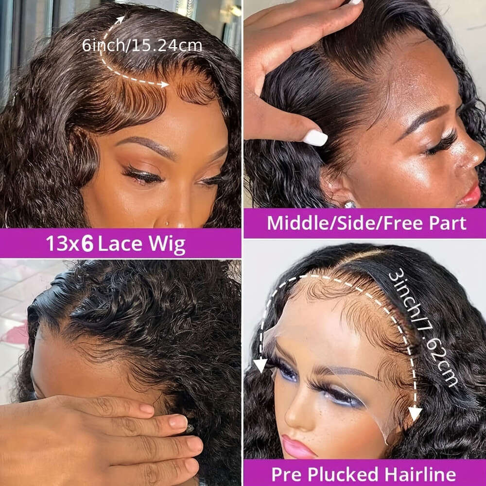 Wave 250 Density 13x6 HD Pre Plucked Deep Curly Glueless Wig Virgin Human Hair Lace Front Wigs