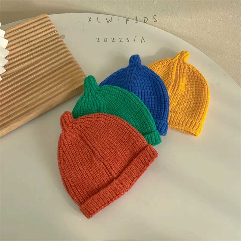 Korean Fashion Outdoor Warm Baby Bonnet Beanies Hats Candy Color Wool Caps Turban for Kids Children Girls Boys AccessoriesL251024