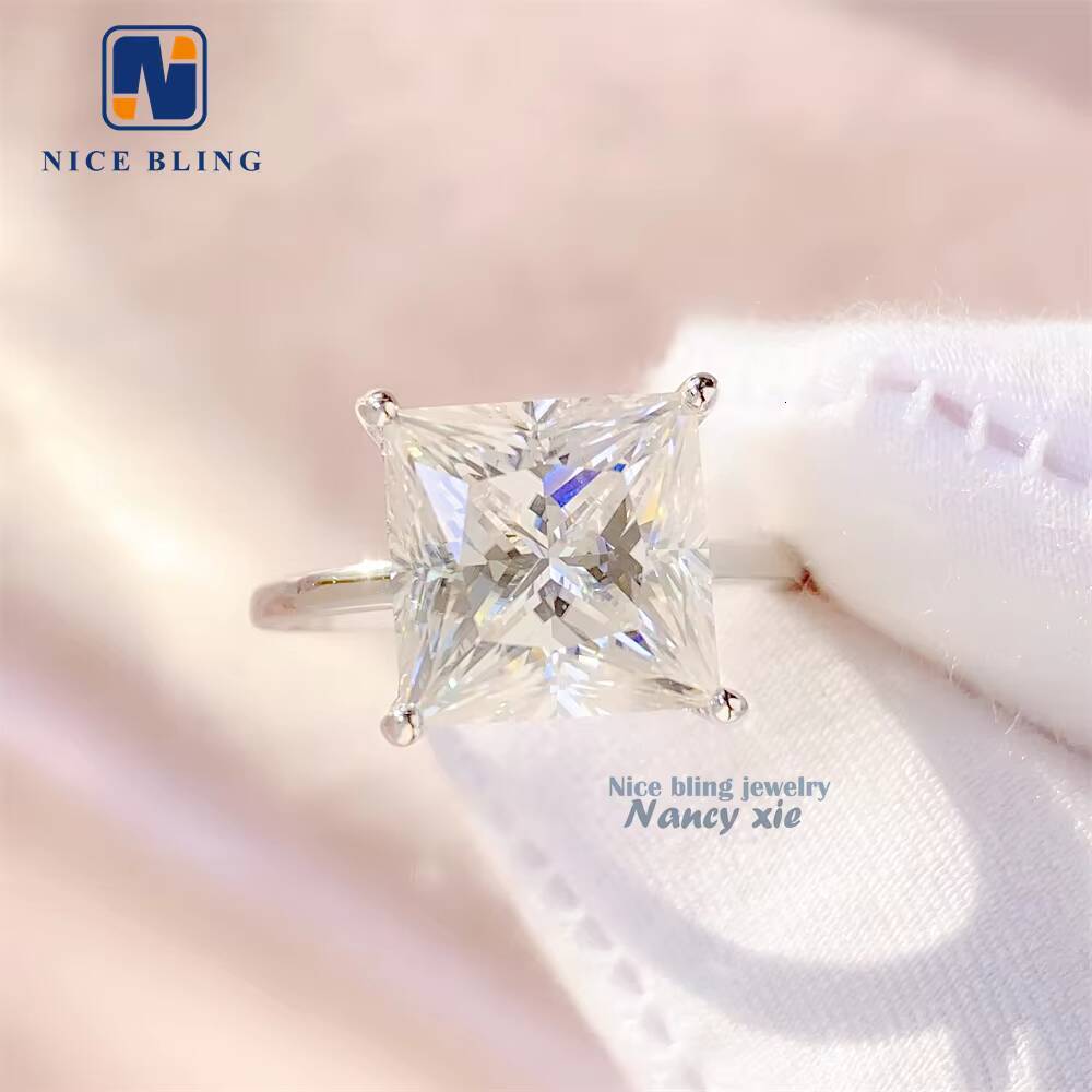 Moissanite Engagement Ring Solid Gold Jewelry Princess Cut Moissanite Ring Engagement Wedding Moissanite Ring