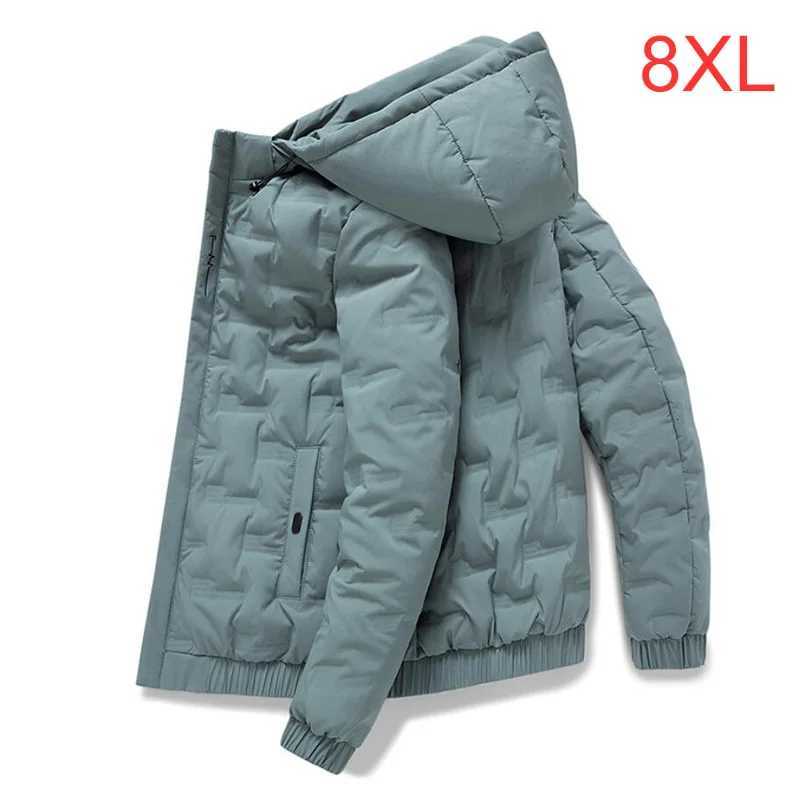 Mens jacket autumn winter new cotton coat gray duck down loose plus size tide padded jacket plus size down jacket 6XL 7XL 8XL Z251024