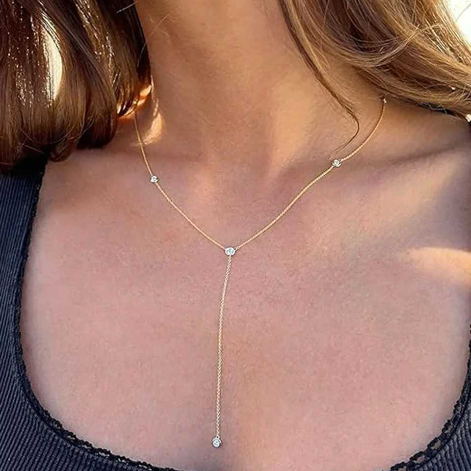 DGIDDK Fashion Layered Long Stainl Steel Necklace Geometric Beads Tassel Simple Necklace Jewelry Gift For Women JewelryXJ251024