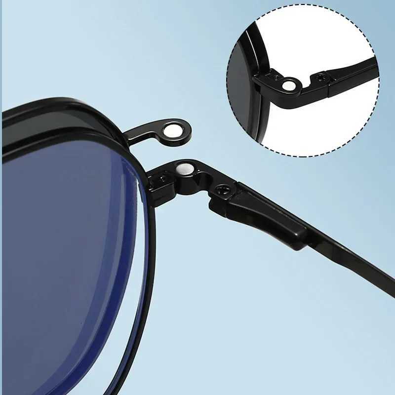 2024 Polarized Sunglasses Men Women 3 In 1 Magnetic Clip On Glasses Hexagon Alloy Frame Night Vision AntiBlue Light EyeglassT251024