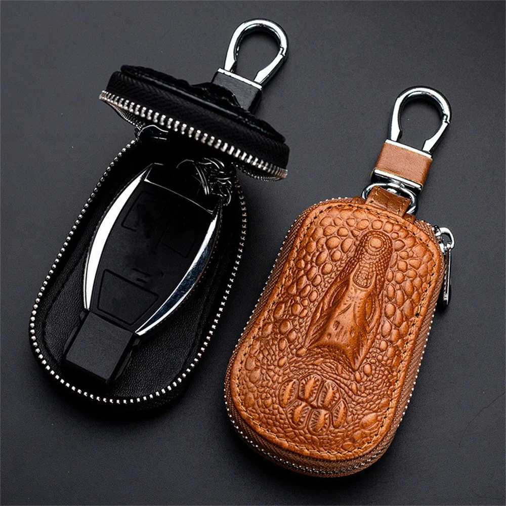 Leather Car Key Case Fashion Mini MenS Key Wallet Pocket Key Holder Organizer Pouch Keys Organizer Large Capacity Zipper Bag Z251023