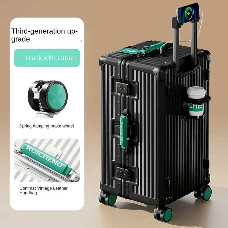 283032 inch Travel Suitcases Large Capacity New Strong and Durable Thickened PC Aluminium Frame Trolley Suitcase 20 CarrierW251024