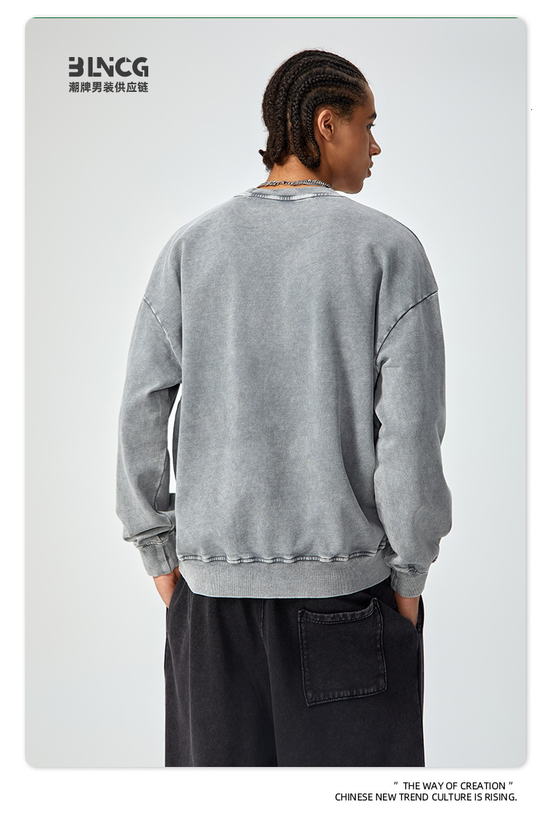 BG Designer Hoodie Jacket Tracksuit Men Polo Veste Coat Heavyweight 360G Terry Cotton Washed Sweatshirt Men Loose Round Neck Snowflake Large Size Pull