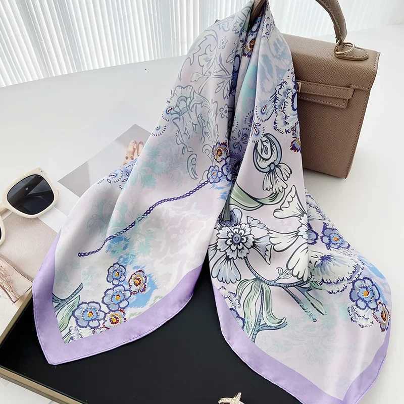 wer Print 7070cm Square Scarfs for Wen Fashion Hijab Fem band Soft Satin Neckerchief Foard Bandana Neck Ties Y251024