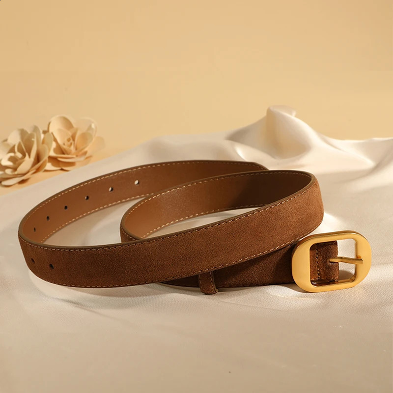 Vintage Womens Skinny Suede Cowhide Belt Soft Leather Waistband for Dresses Jeans And Coats Fashionable Ladies Accessory Belts 251013