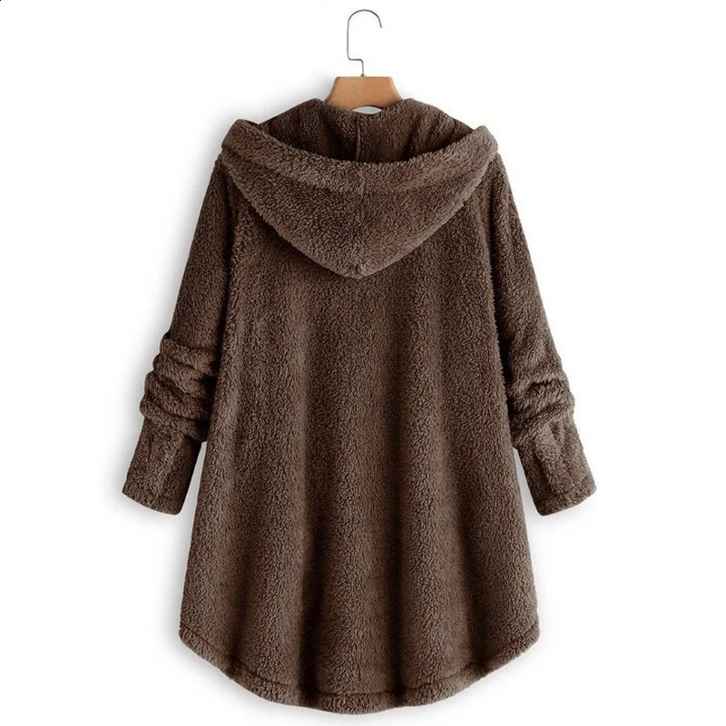 Autumn Winter Coat Women Warm Coat Wool Jacket Female Plush Coat Hooded Jacket Womens Coats Solid Color Jacket 251020
