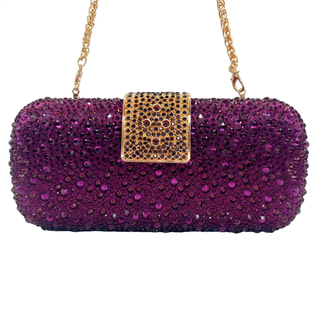 XIYUAN Women Green Crystal Evening Clutch Bag Glittering Purple Rhinestone Handbag Wedding Party Purse Fulldiamond Bridal Bags 251023