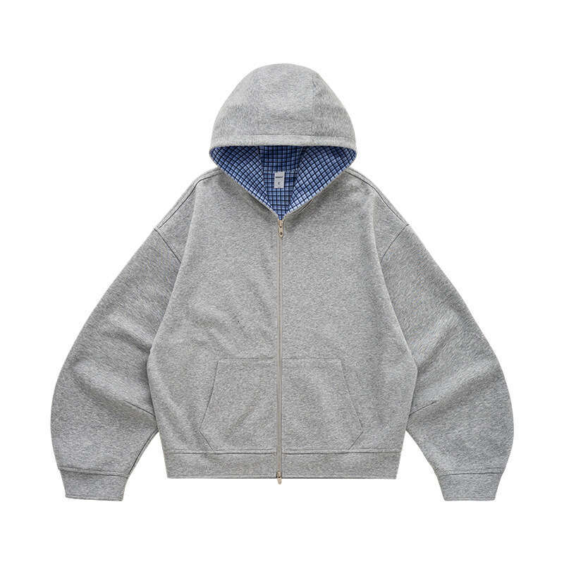 Men's Clothing|Boxy Plaid Two-tone Jacket 25 Autumn New Short Casual Couple Hoodie Sweatshirt