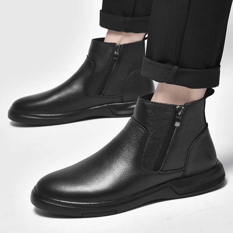 British Style High Top Mens Chelsea Flat Designer Boots Luxury Brand Genuine Leather Oxford Shoes Autumn Winter Walking Shoes W251024