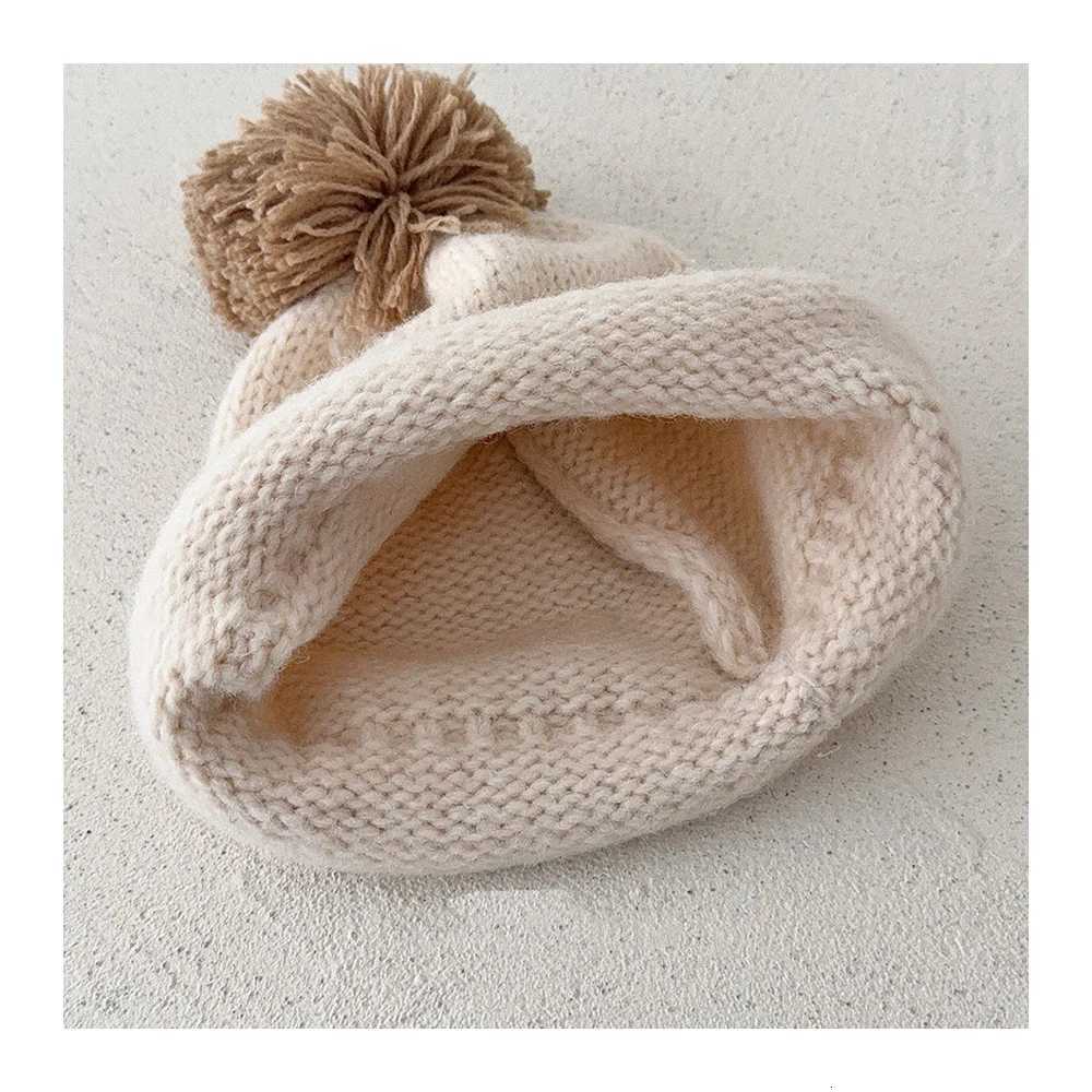 MILANCEL New Winter Kids Knitted Hat 5 Colors Warm Girls Color Collision Ball Cap Cute Children Head CapL251024