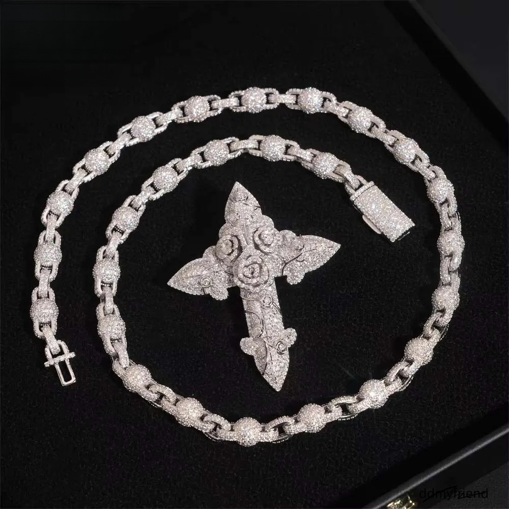 Hip Hop Jewelry Iced Out Cross For Cuban Link Chain Sier Moissanite Dia Charm Pendant Ddmyfriend