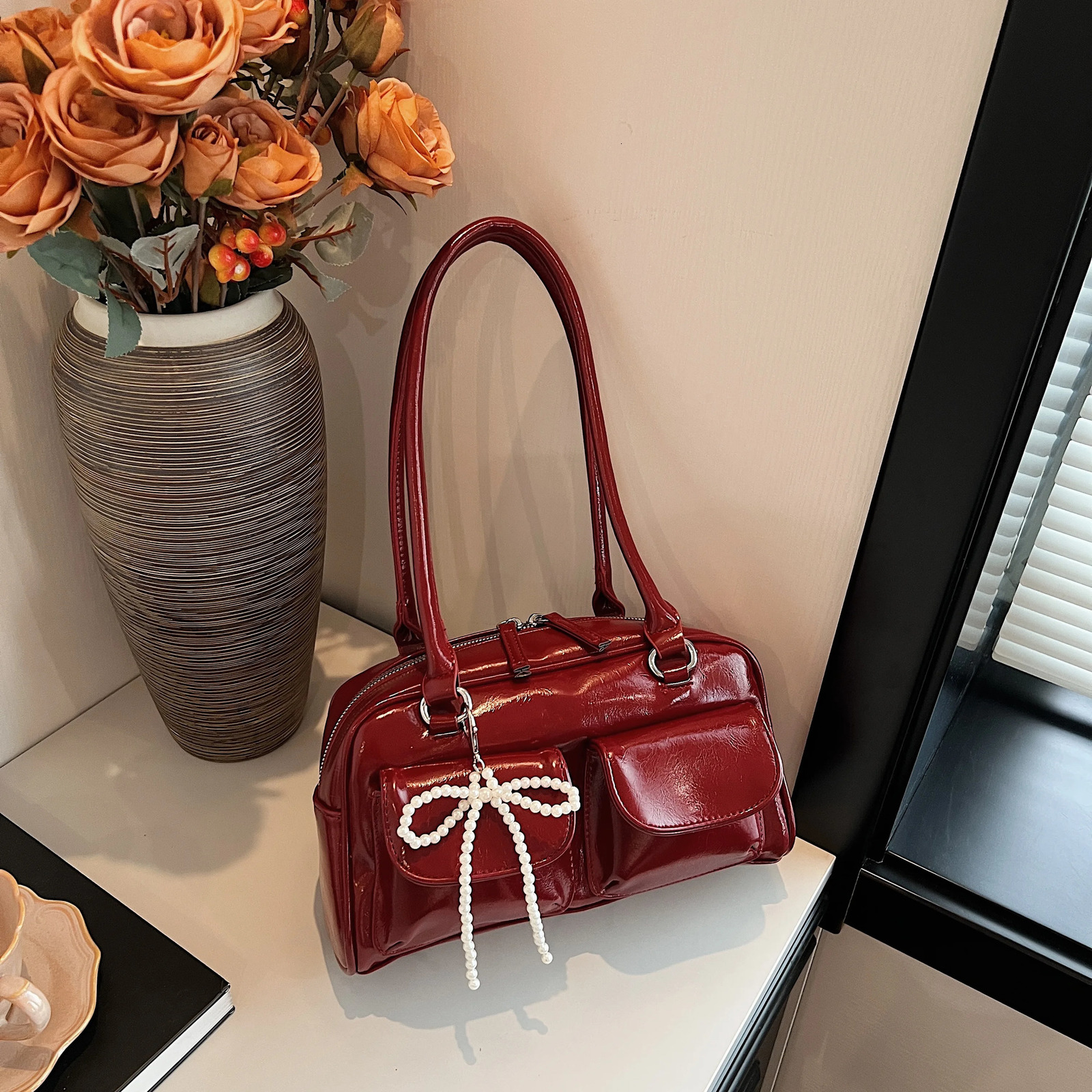 Fashionable Underarm Bow Bag for Women 2024 Korean Edition Simple Leisure Pillow Bag Trendy Versatile Shoulder Bag 251023