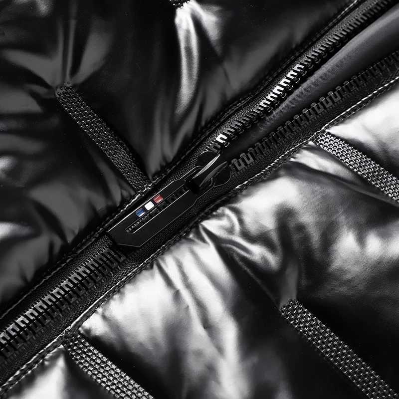 Autumn and winter mens cotton coat hooded jacket with shiny surface personalized warm jacket outdoor sports warm cotton coat Z251024