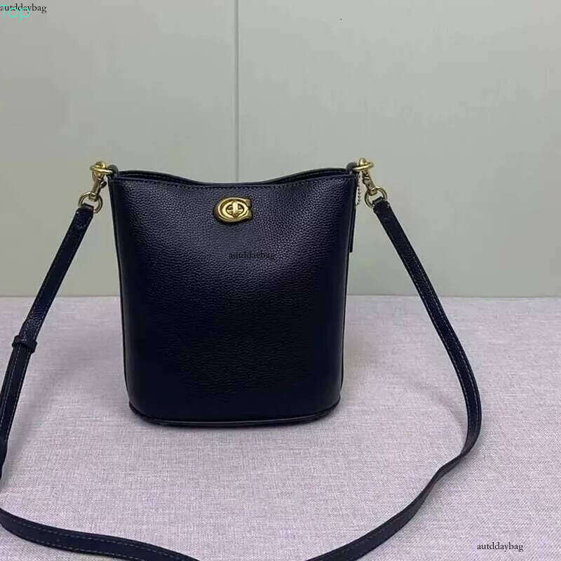 Bucket Soft Strap Lychee Pattern Hand-Held One Shoulder Crossbody Simple Women's Bag
