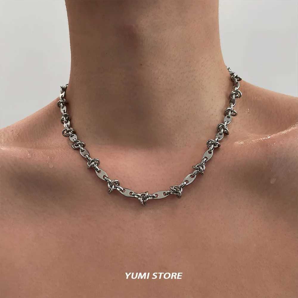 Hip Hop Stainl Steel Splicing Necklace for Man Woman Punk Clavicle Sweater Chain Luxury Unisex Jewelry Accories WholesaeXJ251024