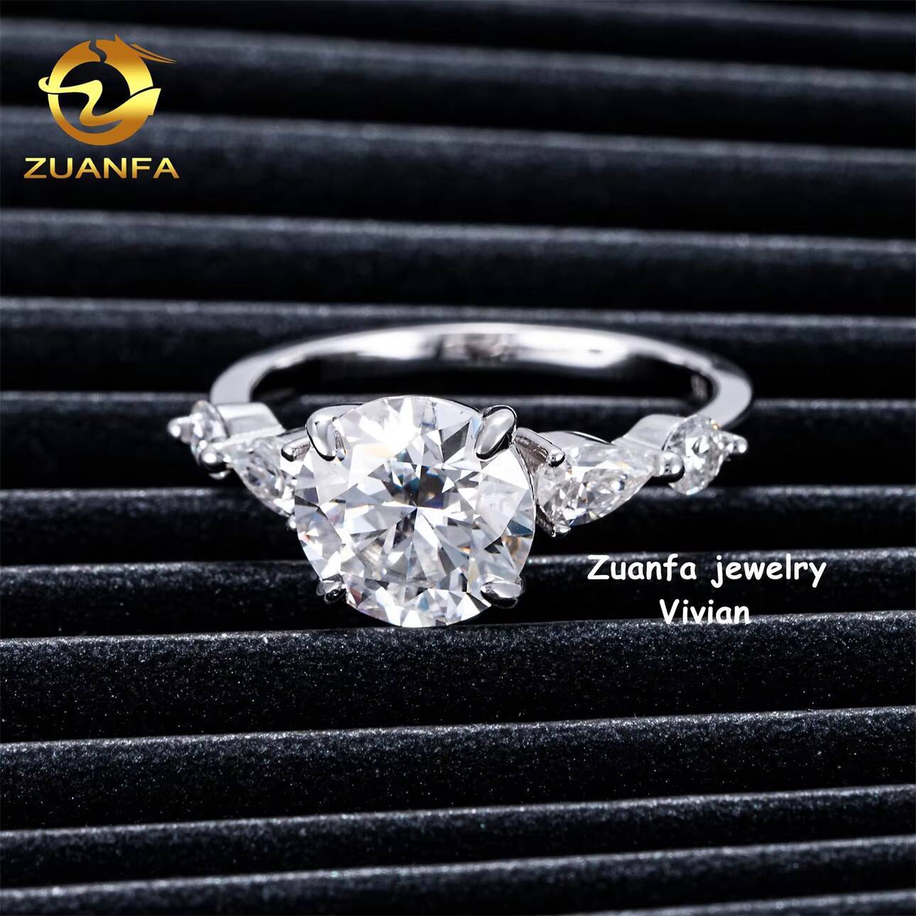 D Color VVS Moissanite Diamond Silver 925 Luxury Fashion Pass Diamond Tester Women Wedding Rings