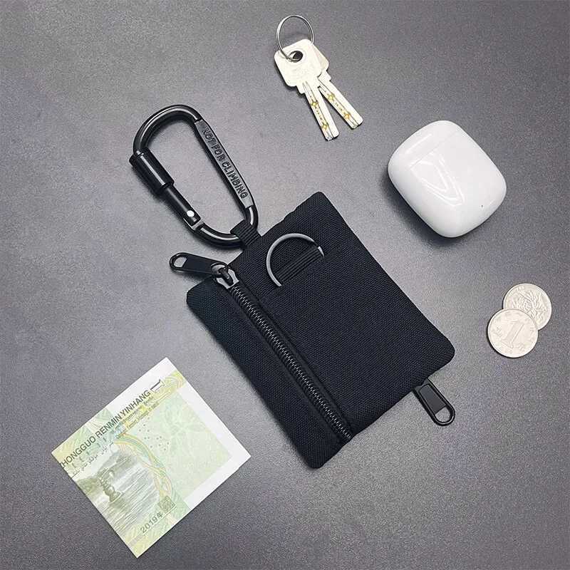 Outdoors Casual Canvas Small Wallet with Mountaineering Buckle Mini Coin Card Holder 2 Zipper Mens Key Pouch Z251023
