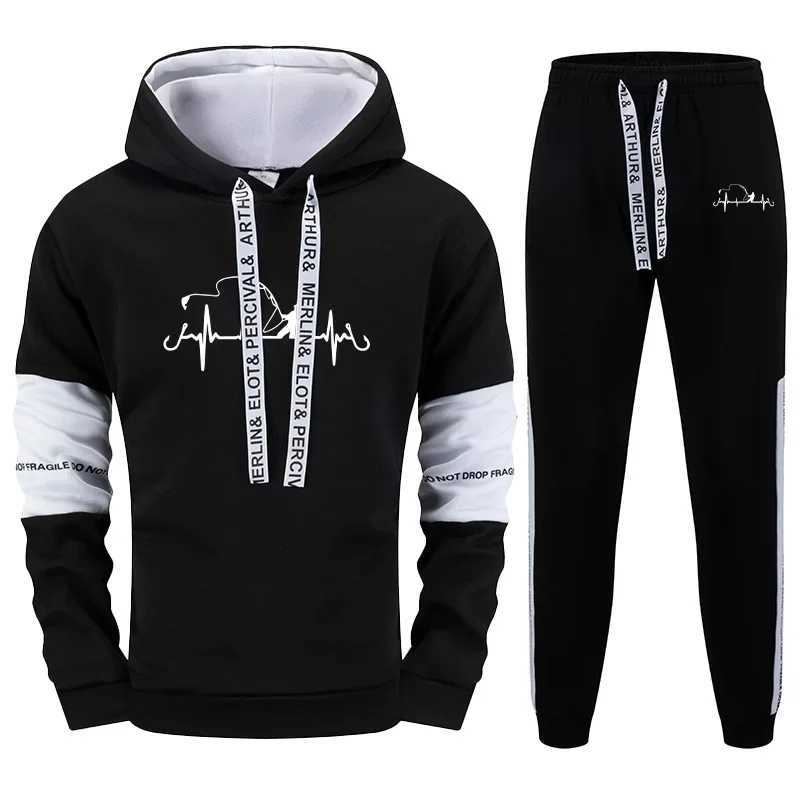 Mens Hooded Sweatshirts Jogger Pants High Quality Sportswear Suit Male Trendy Hoodies Sweatpants Urban Fashion Casual TracksuitT251024