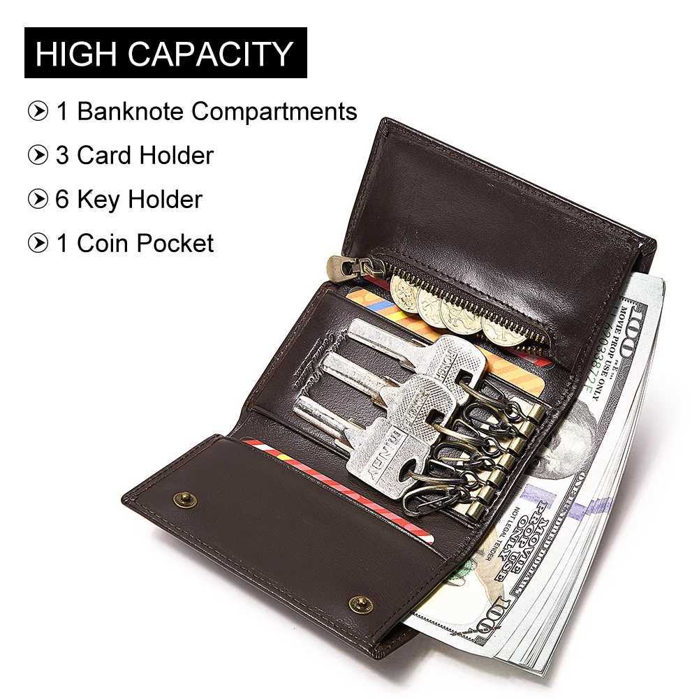 HUMERPAUL Genuine Leather Key Organizer for Car Housekeeper Small Home Key Case Top Quality Mini Wallet with Coin Pocket Z251023