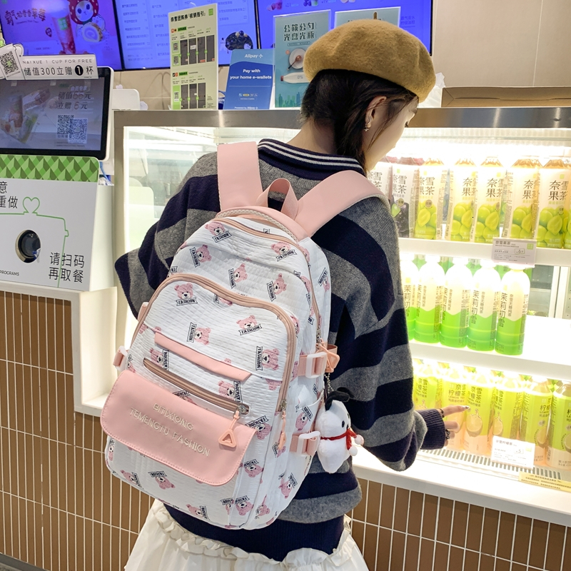 Large Capacity for Female Junior High Students, Casual Fashion Backpack with Unique Design, Niche School Bag