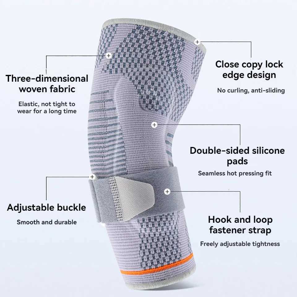 1Pcs Elbow Pads Silicone Compression Elbow Protection Sports Injuries 3D Knit Adjustable Elbow Support Tennis Basketball UnisexW251024