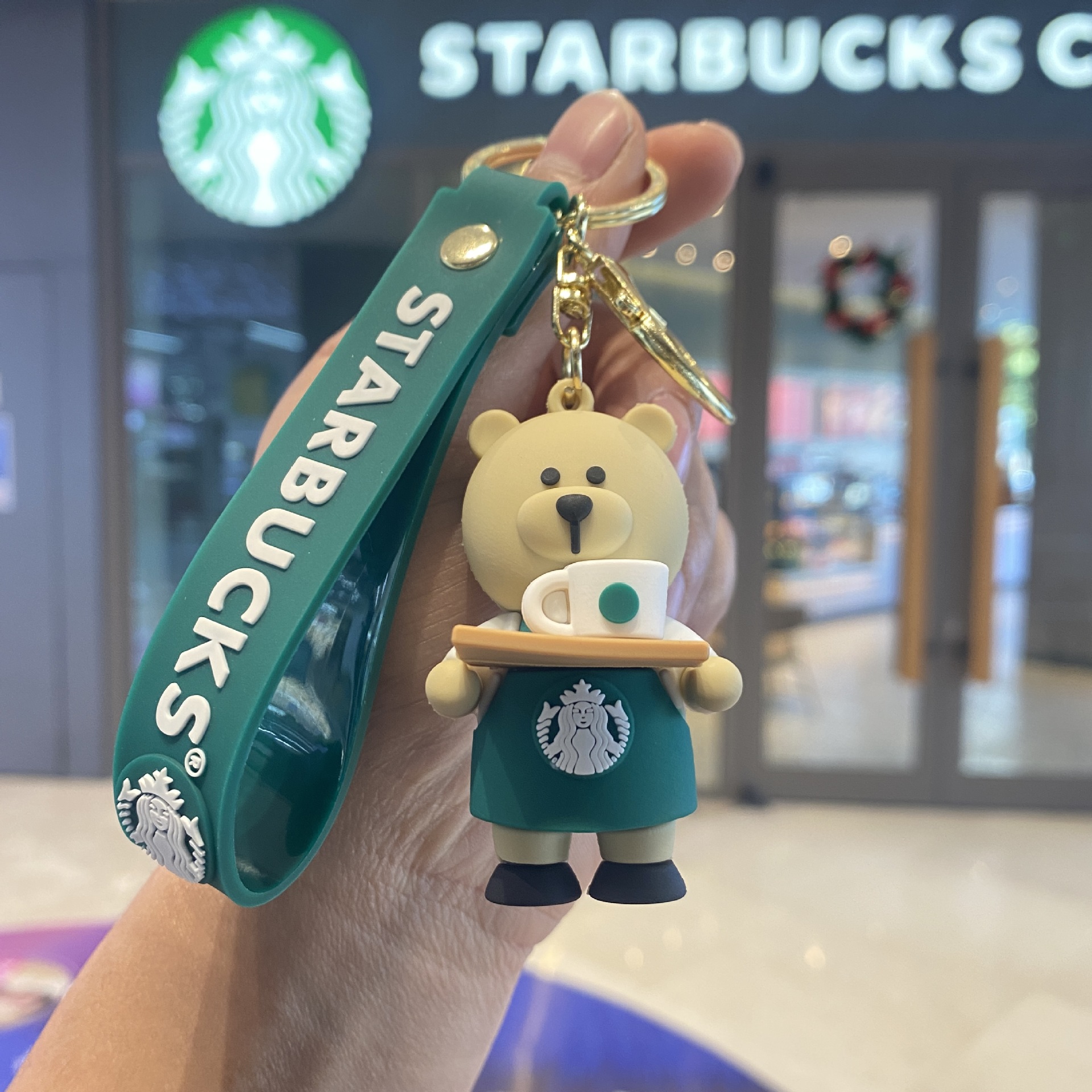 Starbucks Milk Tea Cup Keychain & Bear Plush Charm Couple & Student Backpack Accessory Small Gift 2026 Xmas